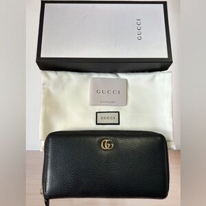 Gucci Black Marmont Leather Zip around long Wallet